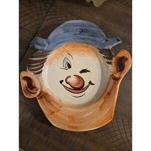 Hand Painted Ceramic Clown Face Plate Decorative Wall Hanging Made in Italy